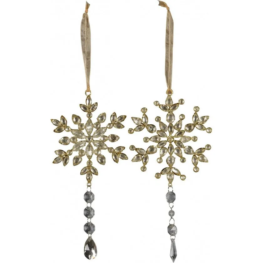 Glitzy Gold Snowflake Hangers