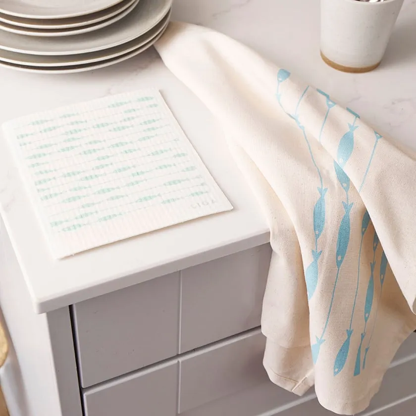 Tea Towel Fish on a Line 2