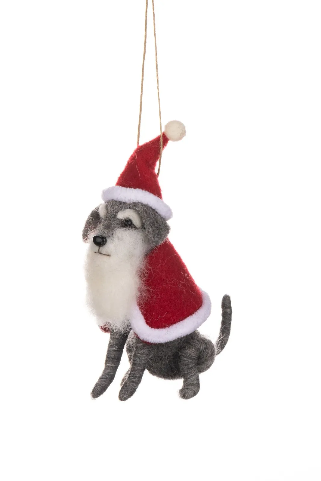 Grey Dog Dressing as Santa