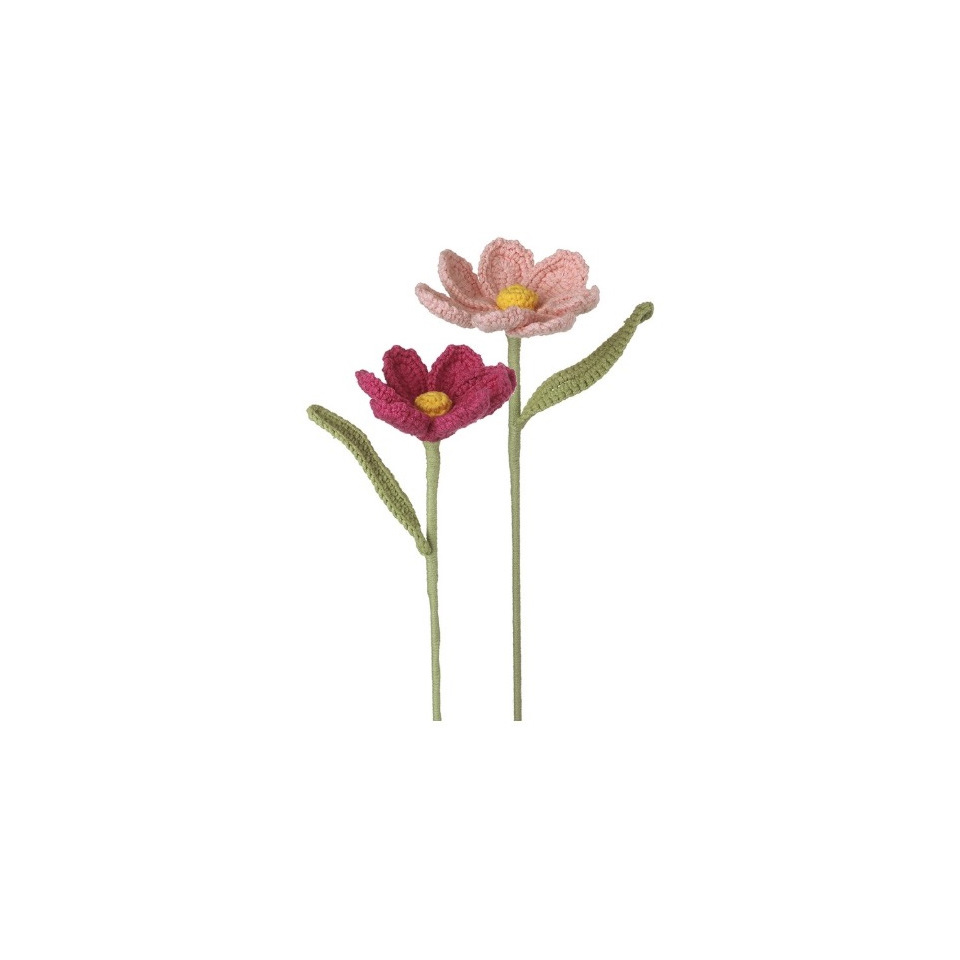 Pink crochet flower stems, 44cm