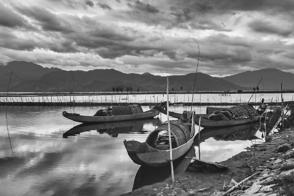Along the shoreline
