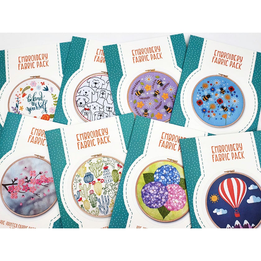 Boho Feathers Embroidery Pattern Fabric Pack - image 2