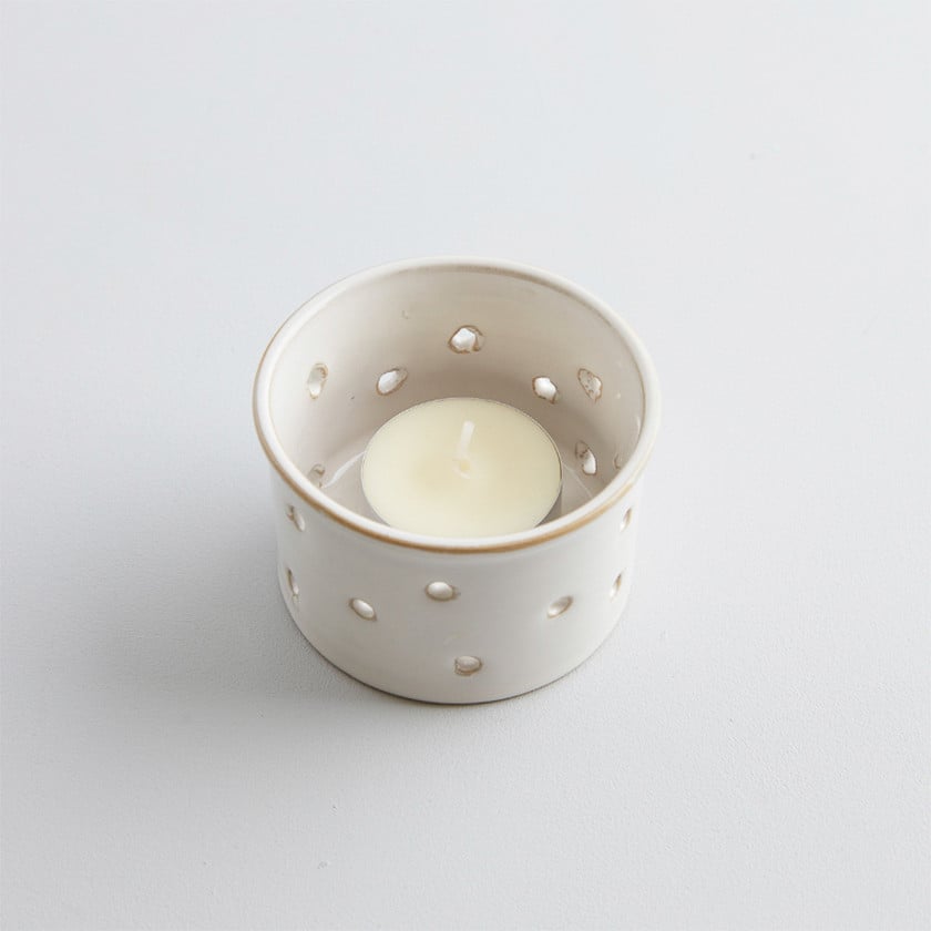 St. Eval glazed Tealight Holder with candle