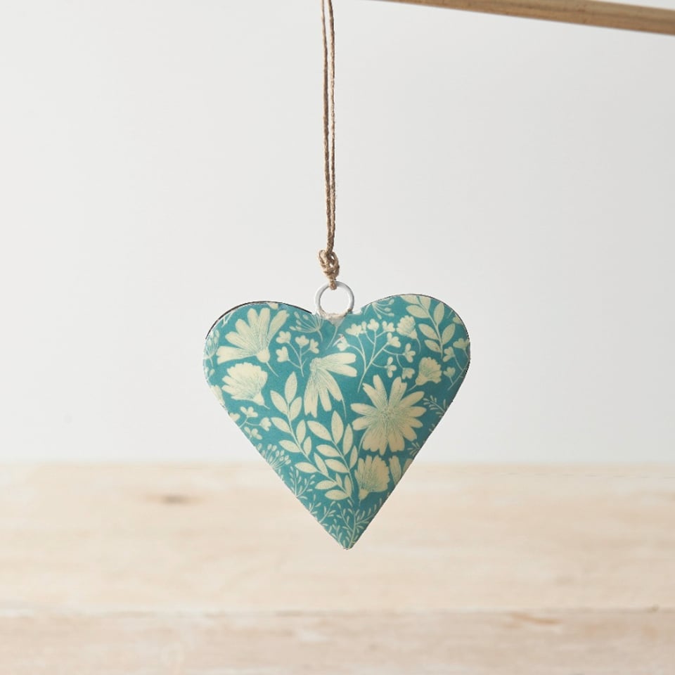 Blue Floral Heart Hanger