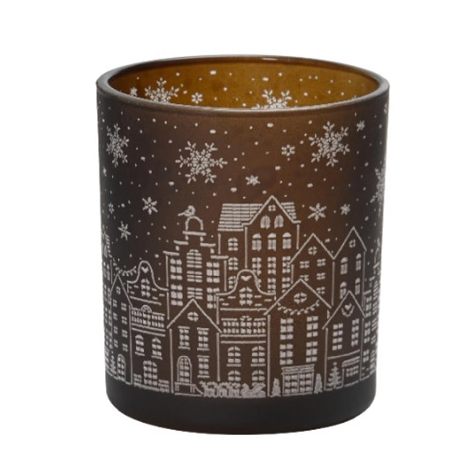 Brown Houses T-Light Candle Holder