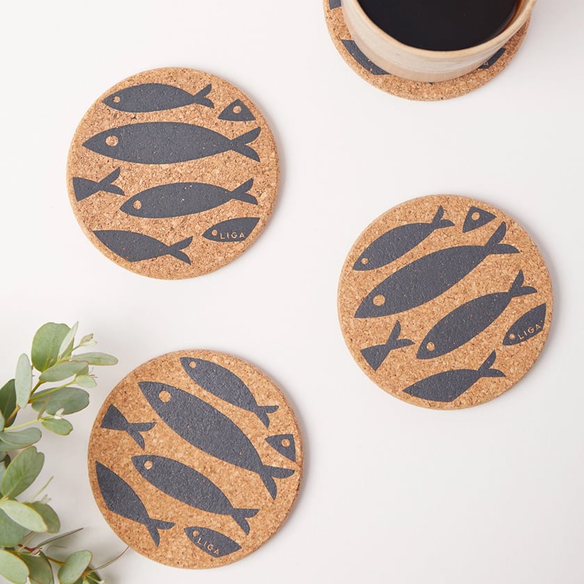 Eco Cork Coasters - Fish