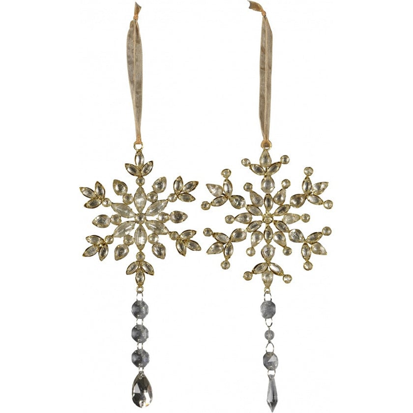 Glitzy Gold Snowflake Hangers