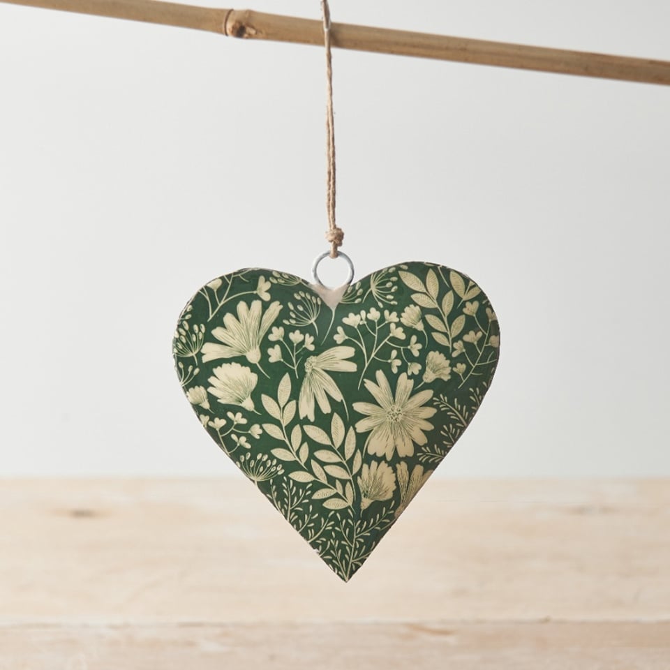 Green Floral Heart Hanger