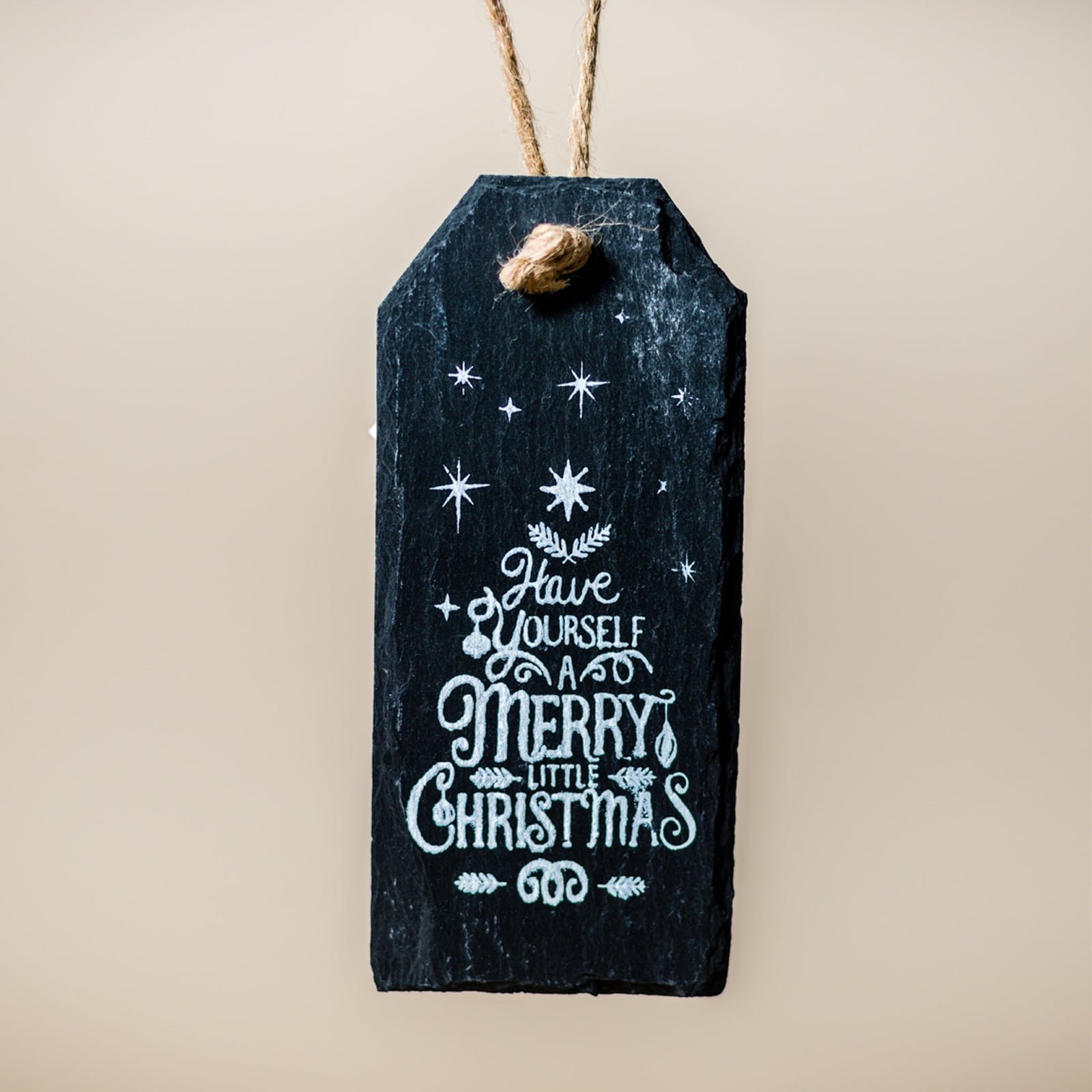 Hanging slate christmas tag