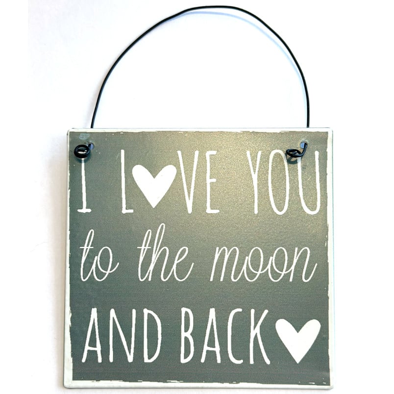 I love you to the moon and back - Hanging metal sign