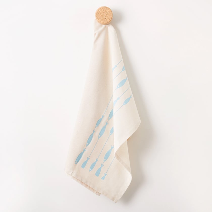 Organic Tea Towel | Fish on a line