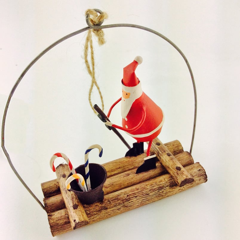 Santa on a Wooden Raft